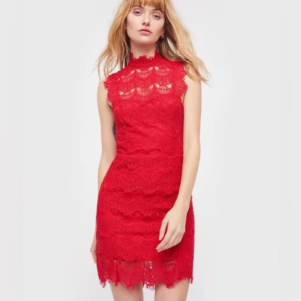free people red lace dress